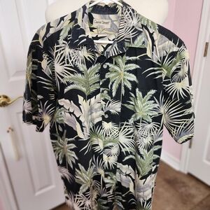 Coolee Street Men's Tropical Palm Print Shirt - Black and Green